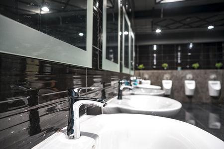 commercial building plumbing public restroom sinks